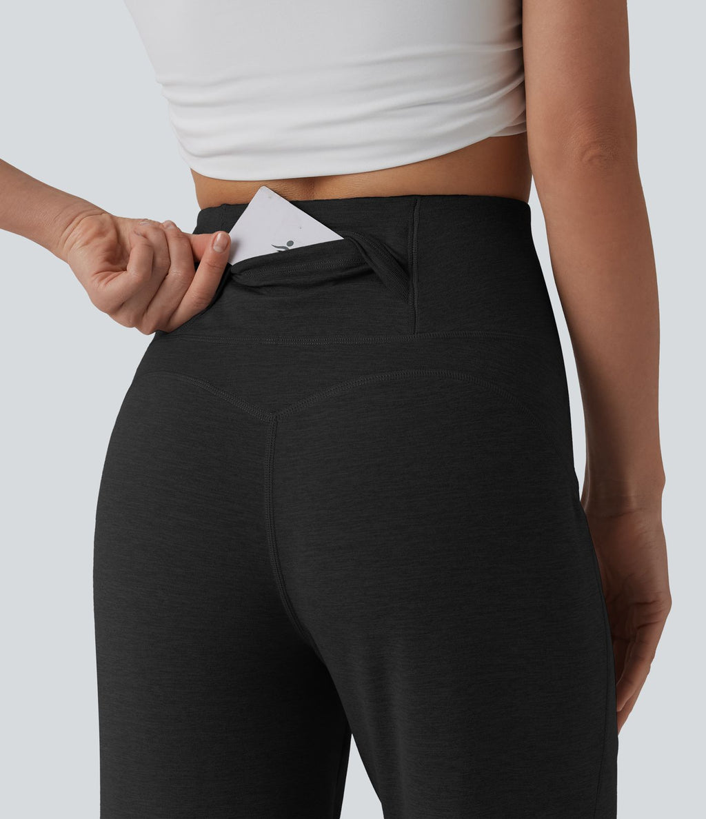 Pantalon droit taille haute ventre plat avec poche