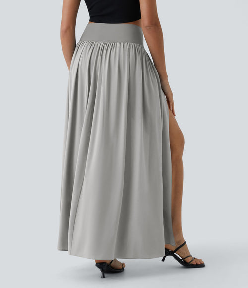 Breezeful™ Jupe Taille Haute Casual Maxi Séchage Rapide Fluide Fente Plissée 2 en 1