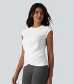 Haut de sport running col rond manches courtes ourlet croisé effet frais InstantCool séchage rapide, protection solaire UPF50+