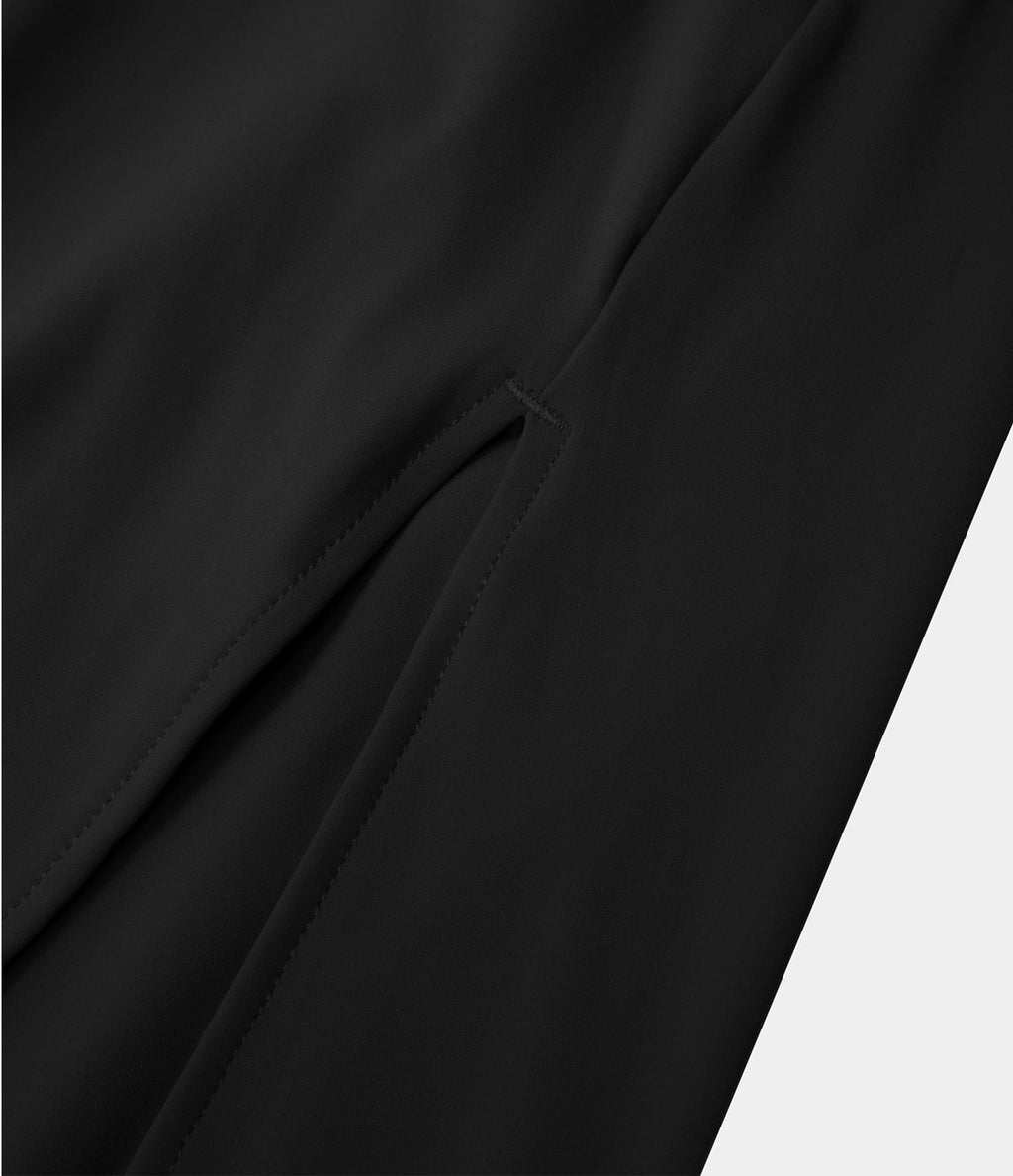 Robe midi laquée fendue, brassière intégrée, dos nu croisé