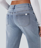Jean décontracté Halara Flex™ asymétrique jambe droite taille basse avec poches