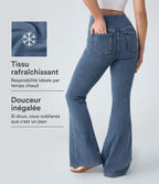 Jean super évasé Halara Flex™ décontracté maille denim extensible délavée effet frais InstantCool taille haute poches croisées