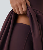 Breezeful™ Robe Casual 2 Pièces Dos Nu Haut Bas Poche Latérale Fluide Séchage Rapide
