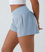 Breezeful™ Shorts 10cm Yoga Séchage Rapide 2 en 1 Taille Haute Poches Latérales Croisées