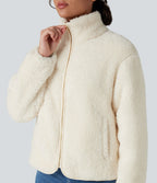 Veste sherpa col montant manches longues avec poches