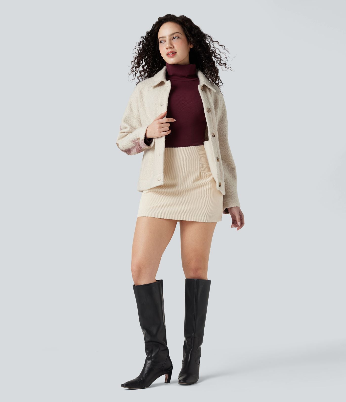 Veste sherpa col tailleur manches longues
