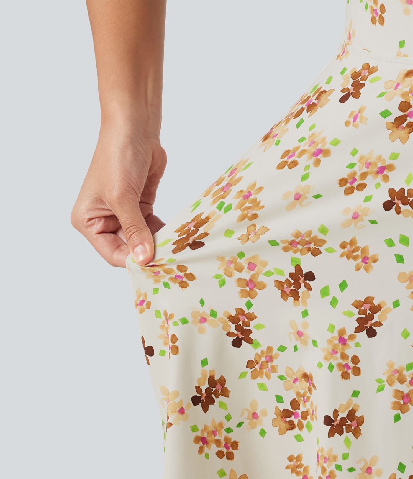 Robe active mini de danse 2-en-1 à petites fleurs, coussinets amovibles, poches et accès facile Easy Peasy