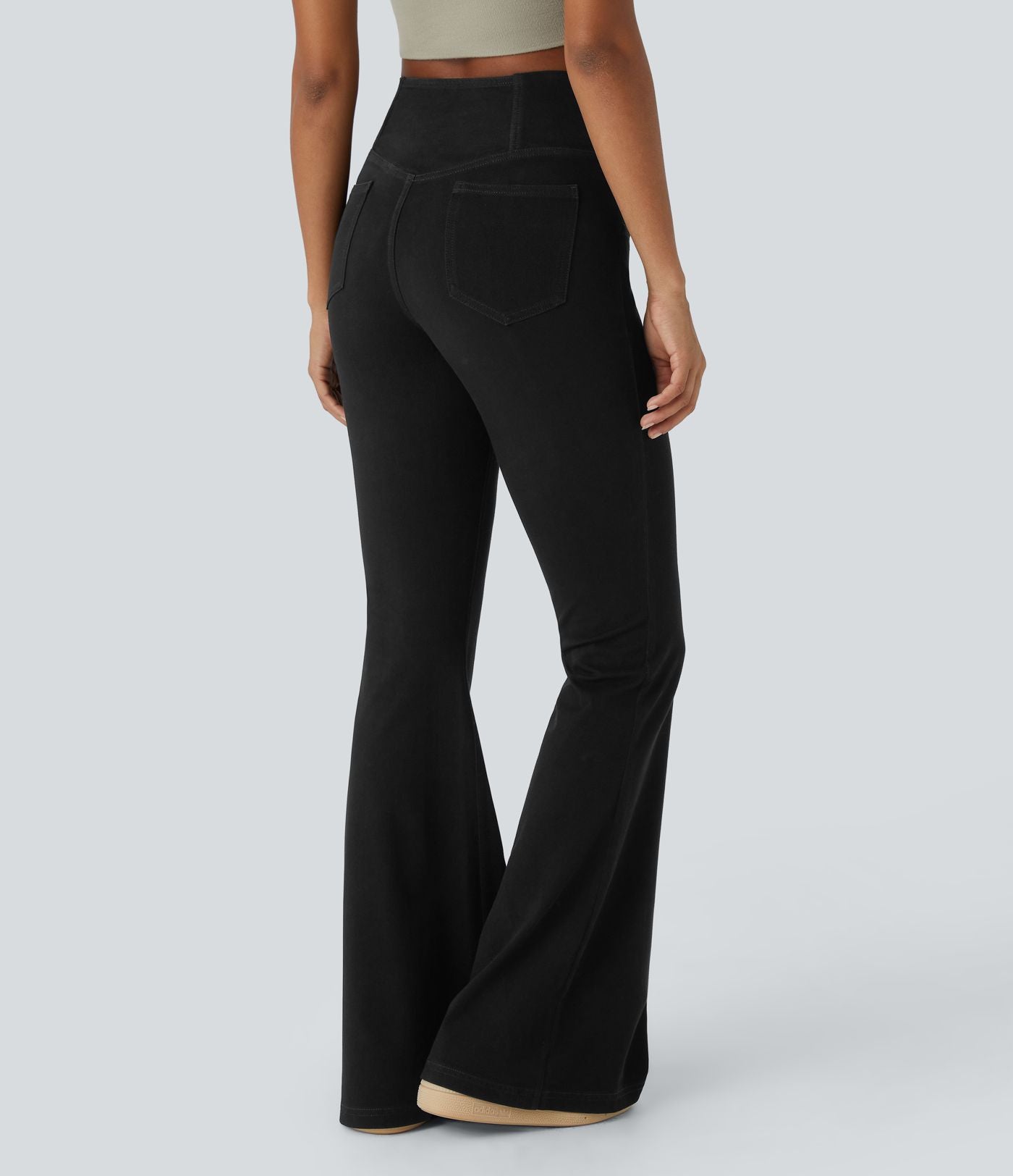 Jean super évasé Halara Flex™ décontracté maille denim extensible délavée effet frais InstantCool taille haute poches croisées