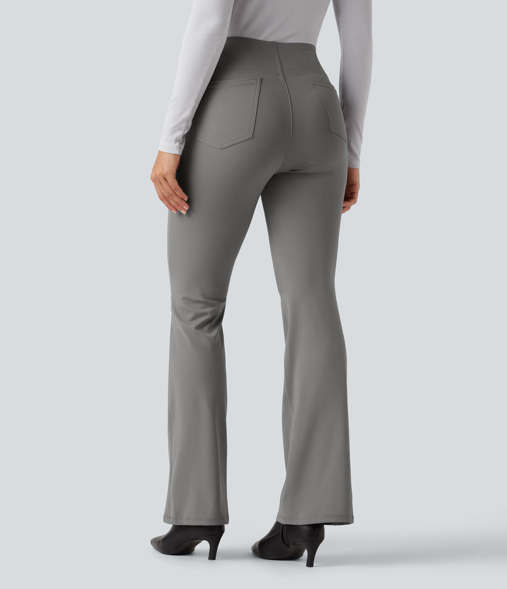 Pantalon tailleur bootcut taille haute ventre plat avec poches