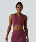 Débardeur de yoga SoftlyZero™ Airy court col V, brassière intégrée, dos nageur, ourlet croisé, à effet frais InstantCool