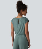 Combinaison casual sans manches col V cordon de serrage avec poches - Easy Peasy