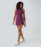 Robe de Tennis Mini Sport 2 Pièces avec Fermeture Éclair Dos Nageur et Poches Latérales Fendues