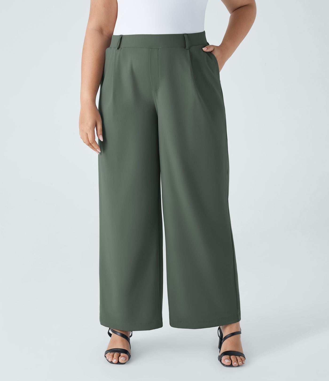 Pantalon de travail grande taille coupe droite taille haute Halara Flex™ DayStretch avec poches