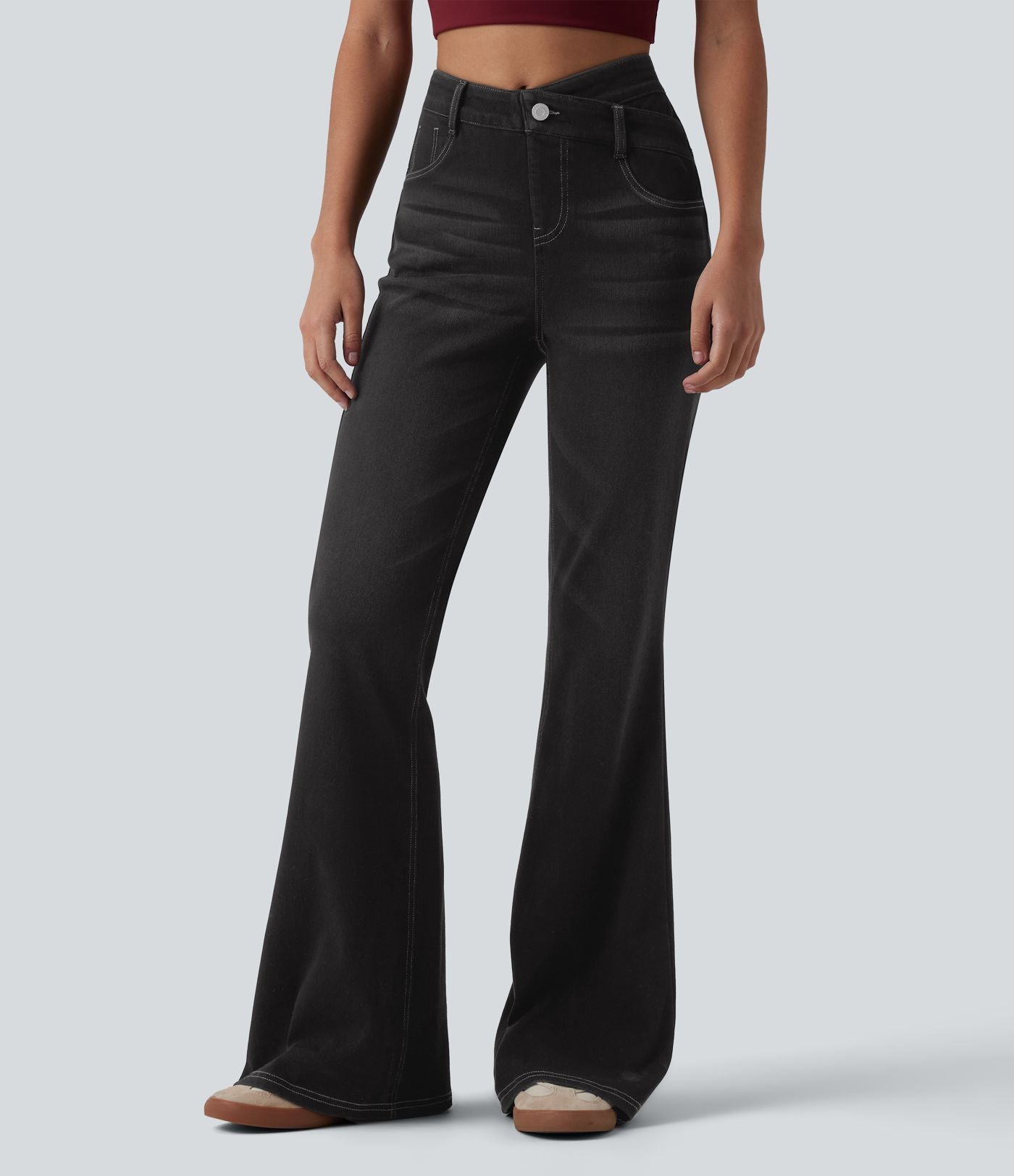 Jean Halara Flex™ taille haute croisé gainant bootcut décontracté avec poches