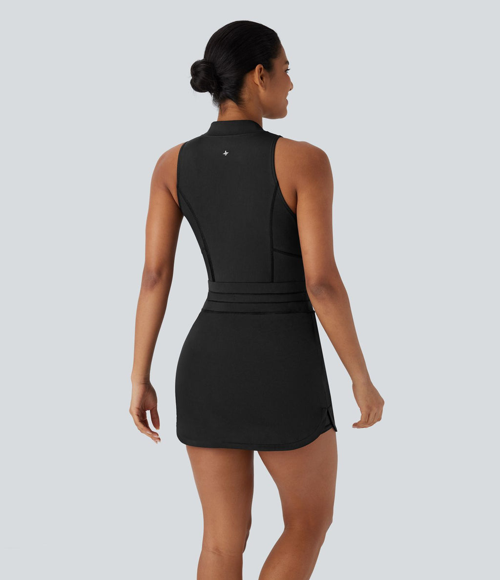 Robe active de golf mini 2-en-1 Softlyzero™ QuickDry à col baseball, demi-zip, sans manches, cordon de serrage et poches multiples - Poche pour tee de golf