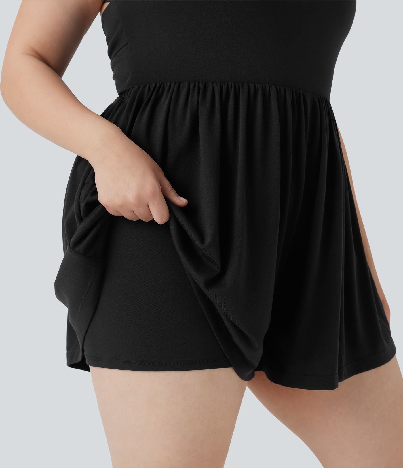 Combinaison-short de séjour grande taille 2-en-1 dos nu torsadée avec poches - Easy Peasy Edition