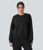 Sweat en coton molleton col rond manches longues avec poches