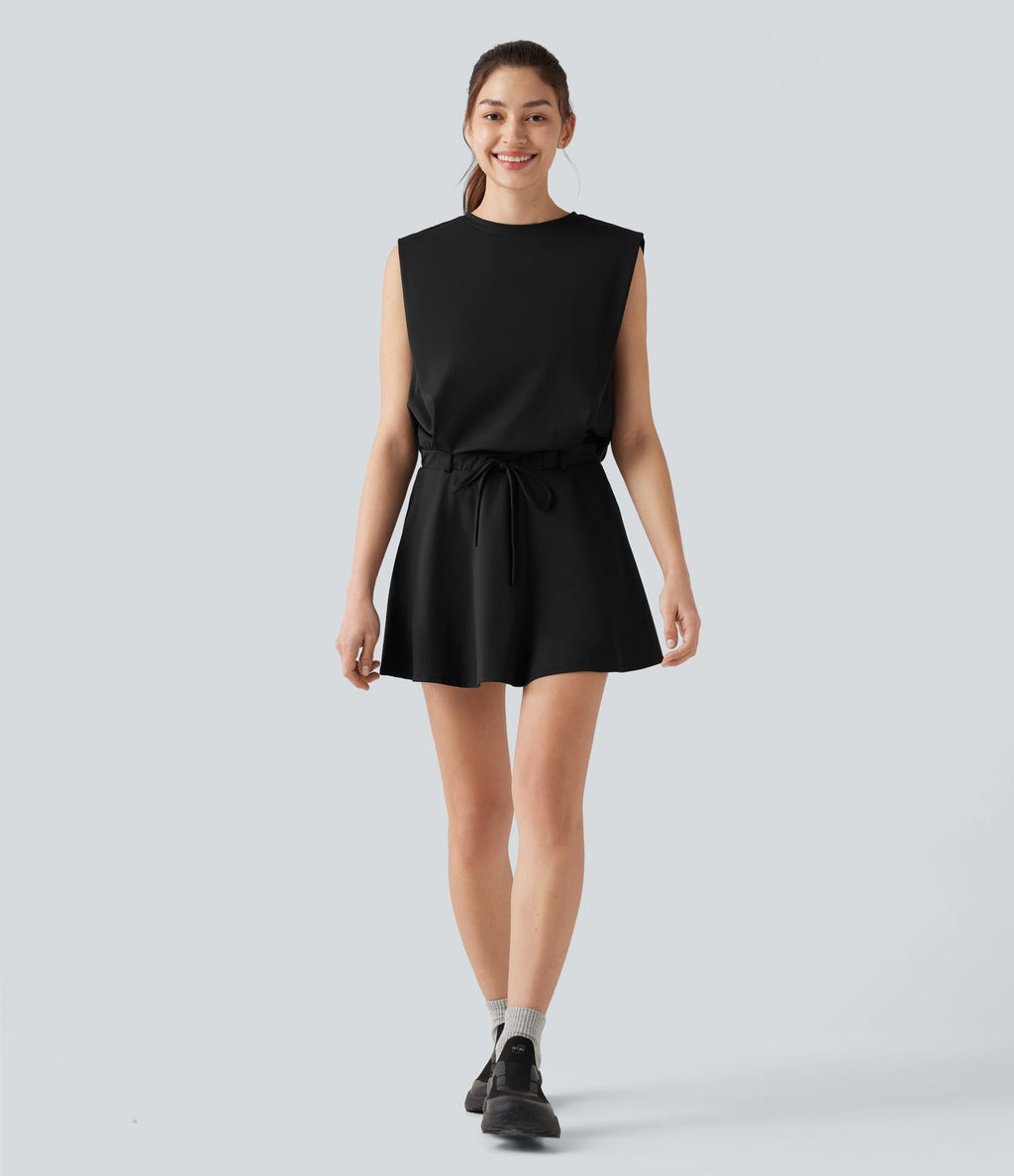 Robe de sport mini SoftlyZero™ Airy effet frais InstantCool sans manches, col rond, cordon ajustable, short amovible avec poches, protection solaire UPF50+