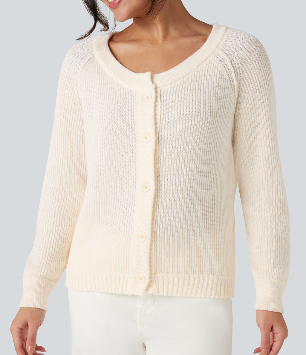 Cardigan col rond manches longues