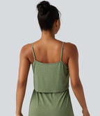 Robe nuisette midi casual à ourlet courbé fendu et cordon de serrage