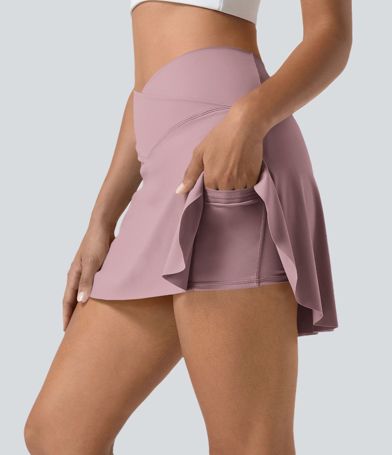 Jupe de tennis mini 2-en-1 quotidienne SoftlyZero™ Airy avec croisement, poche latérale et effet frais InstantCool, Lucid, protection solaire UPF50+