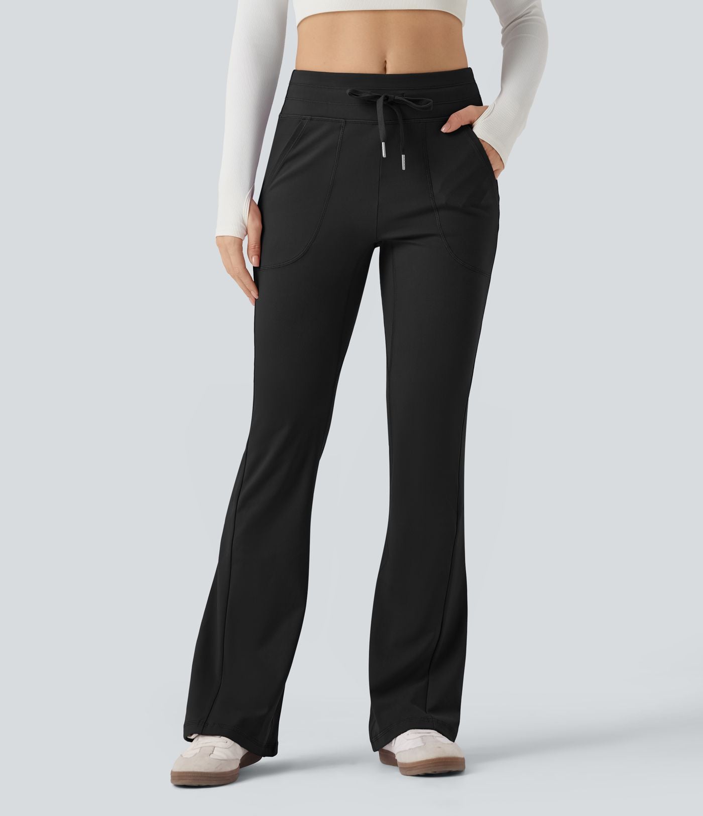 Pantalon évasé ajusté taille moyenne avec cordon de serrage DayStretch avec poches