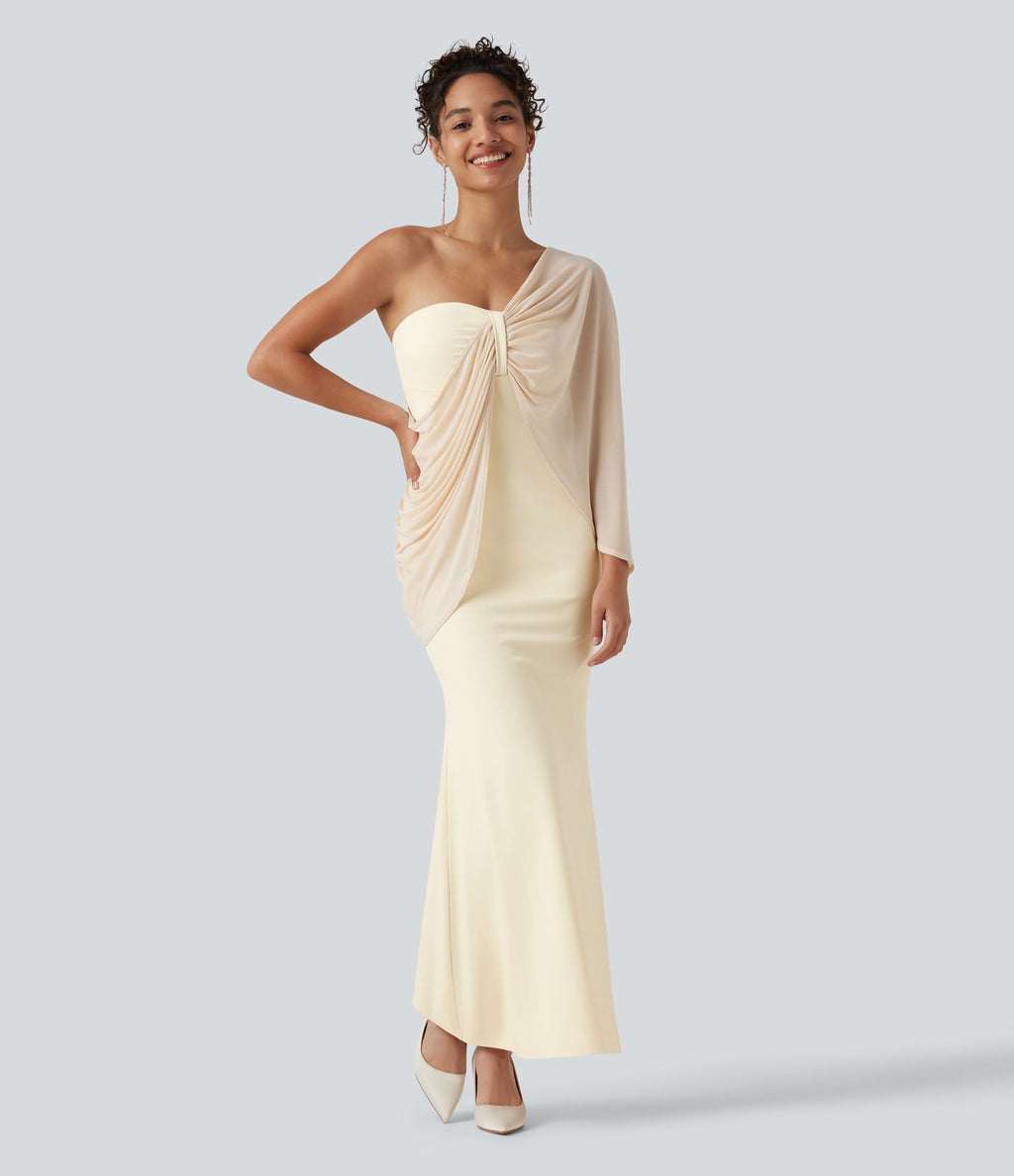 Robe maxi sirène SoftlyZero™ Plush bustier avec maintien intégré, coussinets amovibles et mesh contrasté