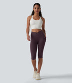 Legging de yoga corsaire SoftlyZero™ taille haute croisé avec poches - UPF50+
