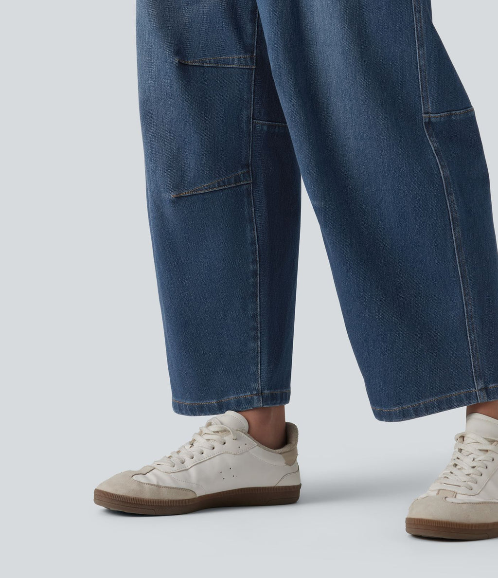Jean Barrel 7/8 taille basse Halara Flex™ avec poches zippées