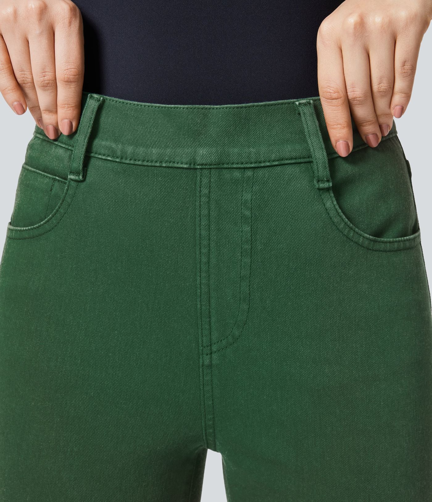 Jean bootcut 7/8 décontracté coloré à poches taille haute Halara Flex™
