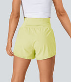 Short 7,5cm Yoga 2 en 1 Super Taille Haute Poches Arrière Poches Cachées Latérales