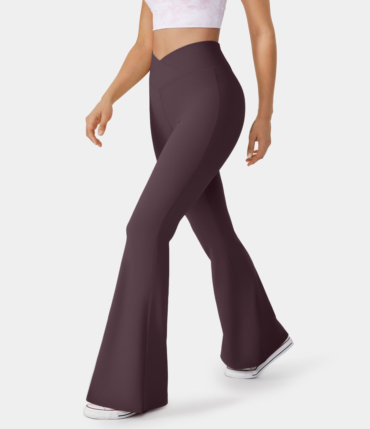 Softlyzero™ Pantalon Super Évasés en Polaire à Taille Haute Croisée avec Poches Arrière