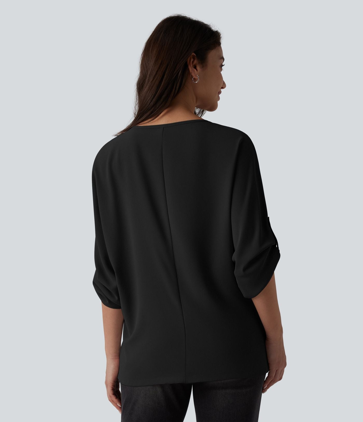 Blouse esprit bureau défroissage facile, col V et manches longues