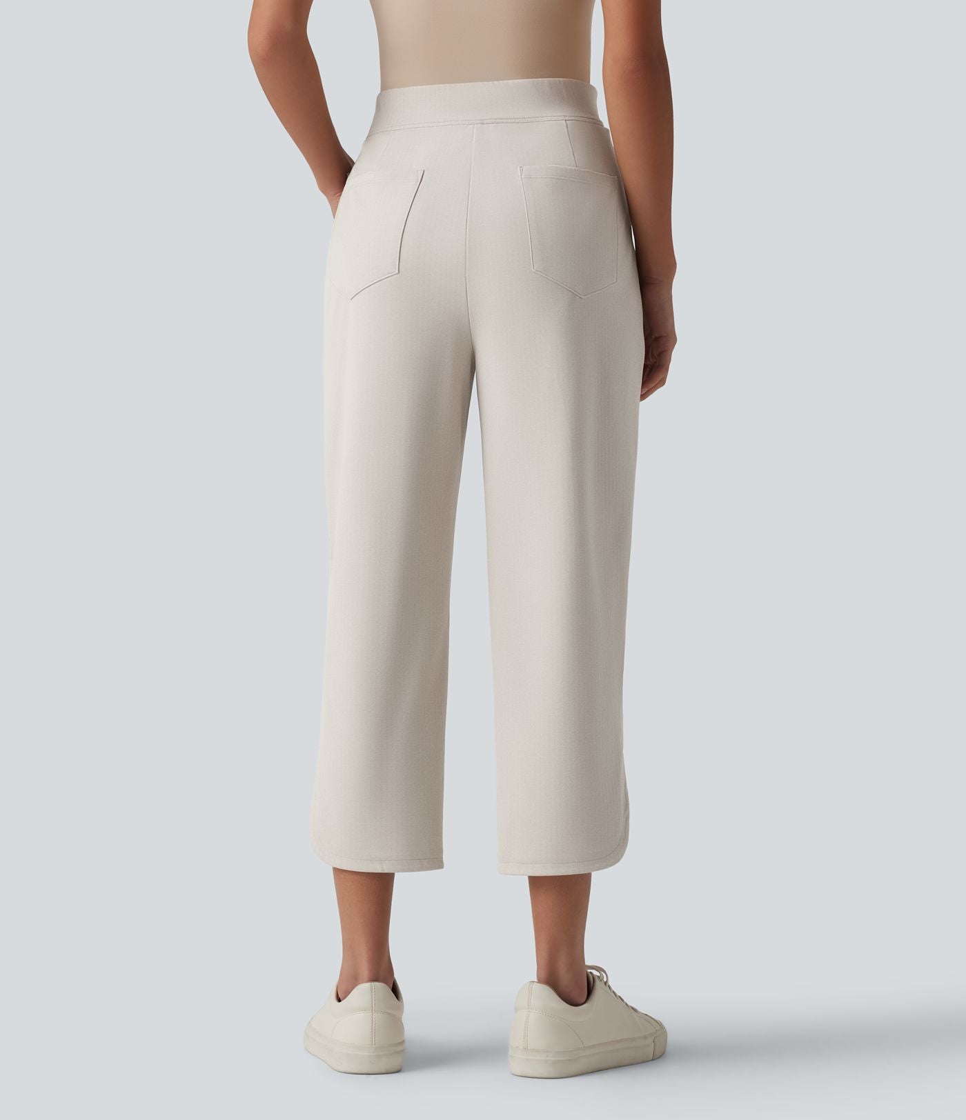 Pantalon tailleur 7/8 fuselé Halara Flex™ à chevrons taille haute avec ourlet arrondi et poches