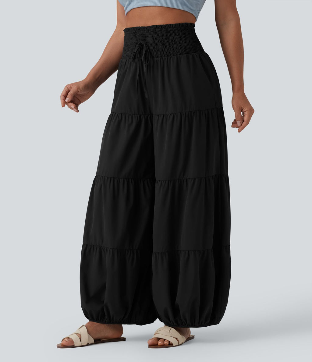 Pantalon bouffant Breezeful™ coupe ballon froncé noué séchage rapide taille haute avec poches