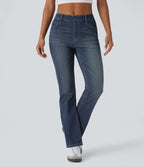 Halara Flex™ Jeans bootcut Casual Taille Haute Multiples Poches Lavés Élastiques et Tricotés Coupe