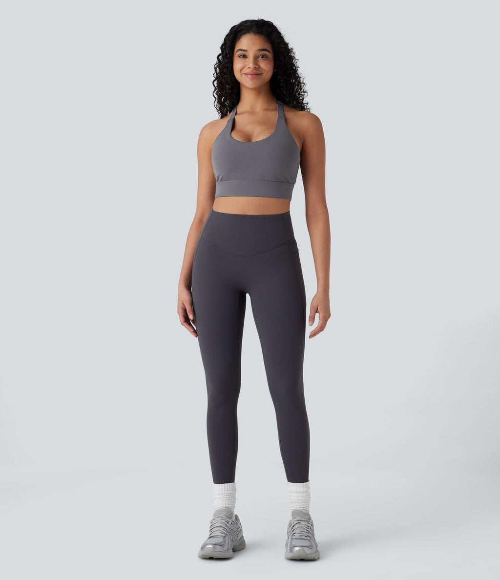 Halara UltraSculpt™ Brassière de sport yoga soutien léger col U dos nu avec crochets ajustables