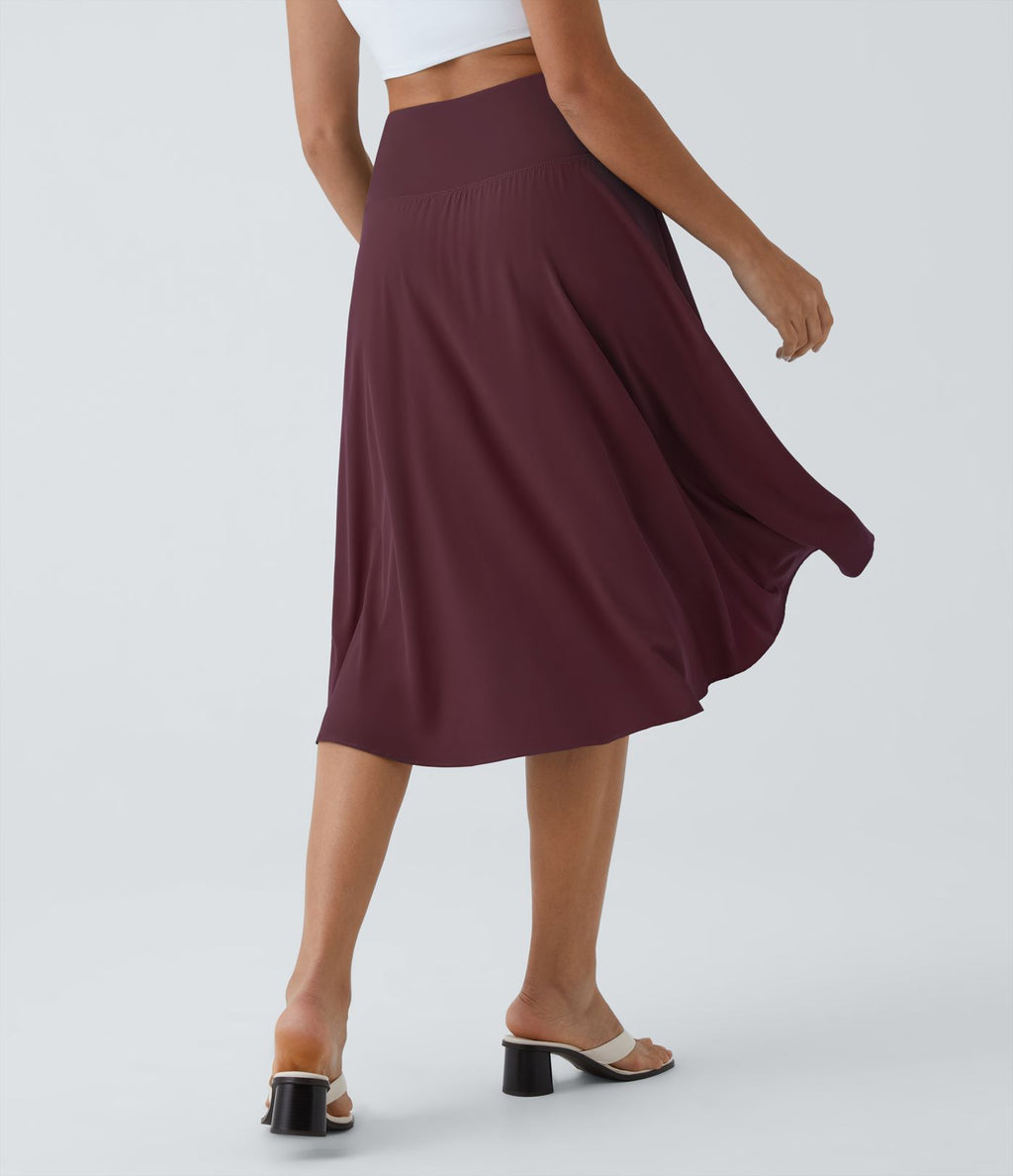 Breezeful™ Jupe Danse Fluide 2-en-1 à Taille Haute Volants Asymétriques Haut-Bas et Séchage Rapide