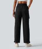 Pantalon cargo décontracté effet frais InstantCool séchage rapide taille haute à ourlet ajustable avec poches, protection solaire UPF40+