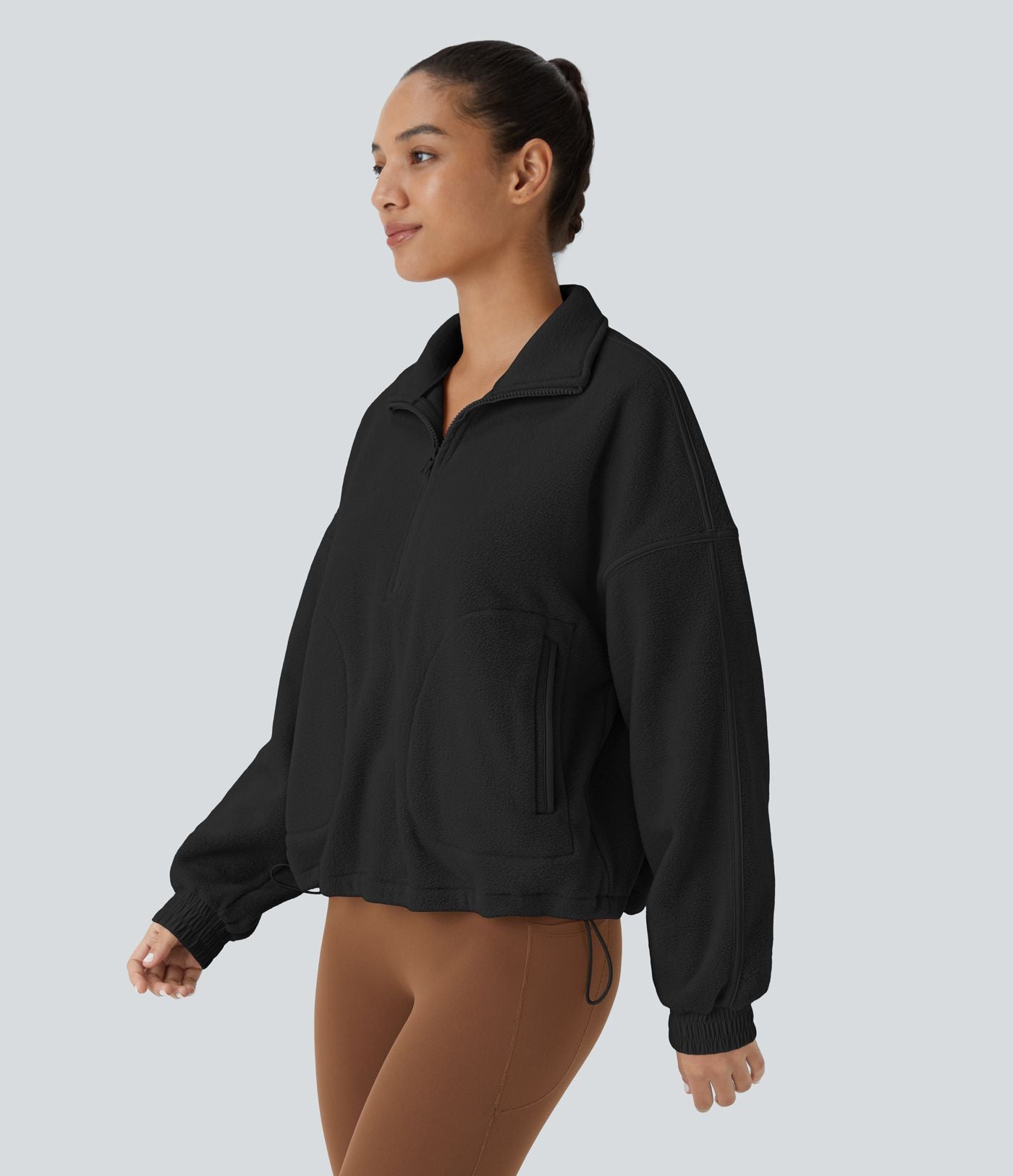 Sweat-shirt de randonnée en polaire avec col et demi-zip