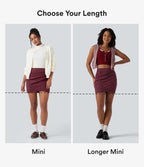 Jupe mini moulante décontractée taille haute en suédine, froncée, ourlet croisé, version plus longue