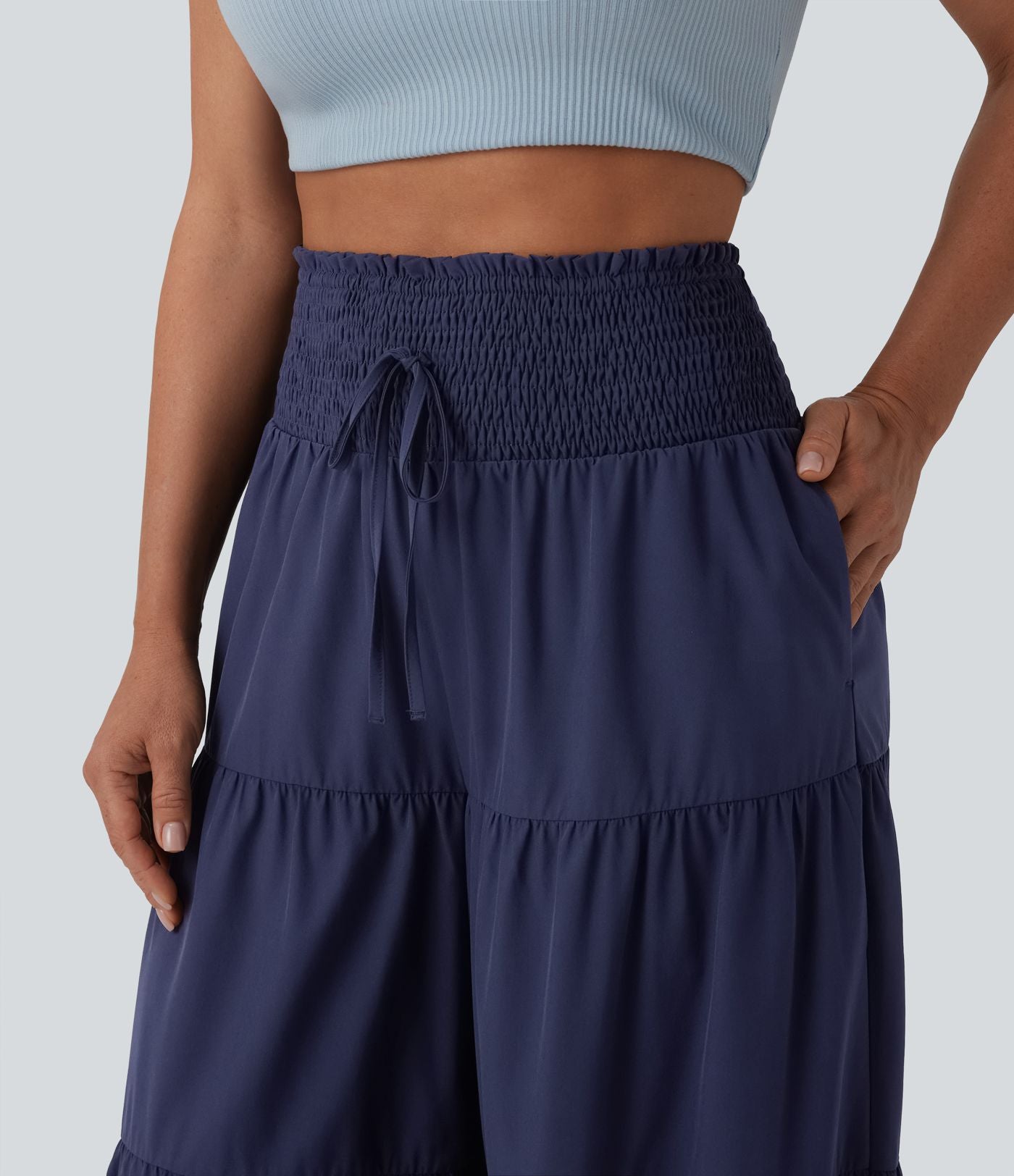 Pantalon bouffant Breezeful™ coupe ballon froncé noué séchage rapide taille haute avec poches