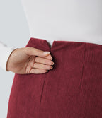 Jupe décontractée 2-en-1 en velours côtelé à taille haute, coupe évasée, longueur mini allongée et zip invisible
