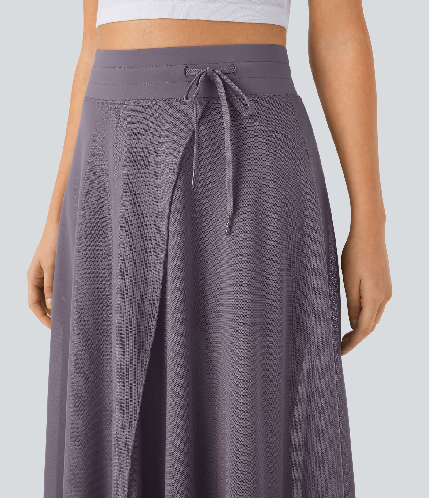 Jupe longue fluide 2-en-1 taille haute avec empiècements en résille