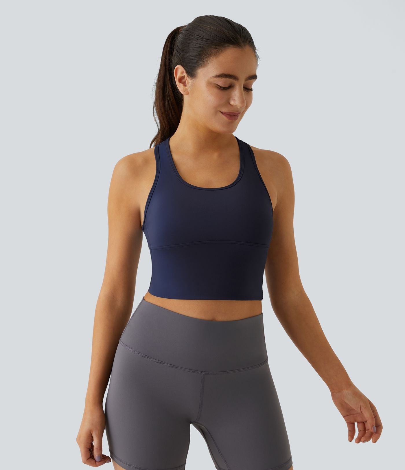 Softlyzero™ Plush Plus Débardeur Yoga Crop à Col U Plongeant Dos Nu Dos Nageur Découpé - UPF50+