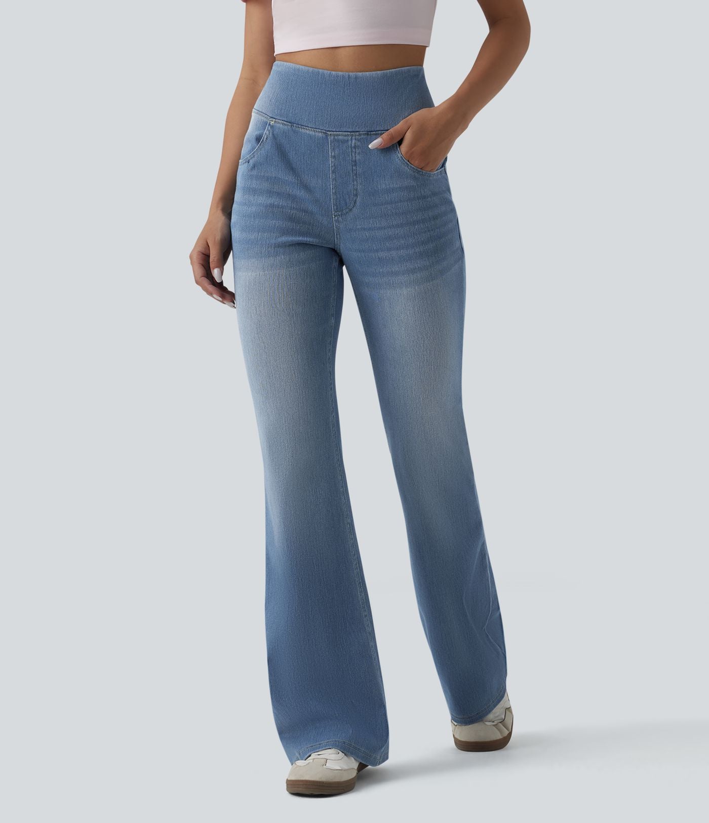 Jean évasé Halara Flex™ gainant casual taille haute avec poches