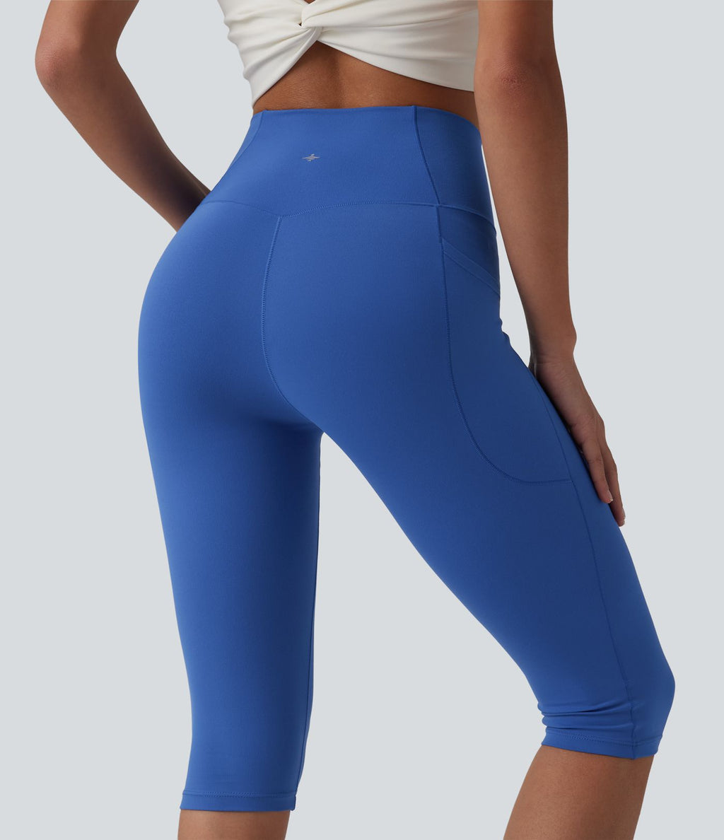 Legging de yoga corsaire SoftlyZero™ taille haute croisé avec poches - UPF50+