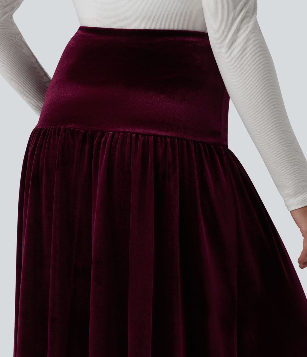 Jupe longue casual trapèze velours taille haute