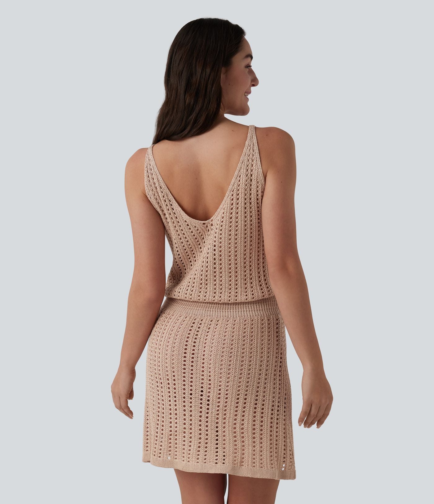 Robe mini moulante col V en maille pull