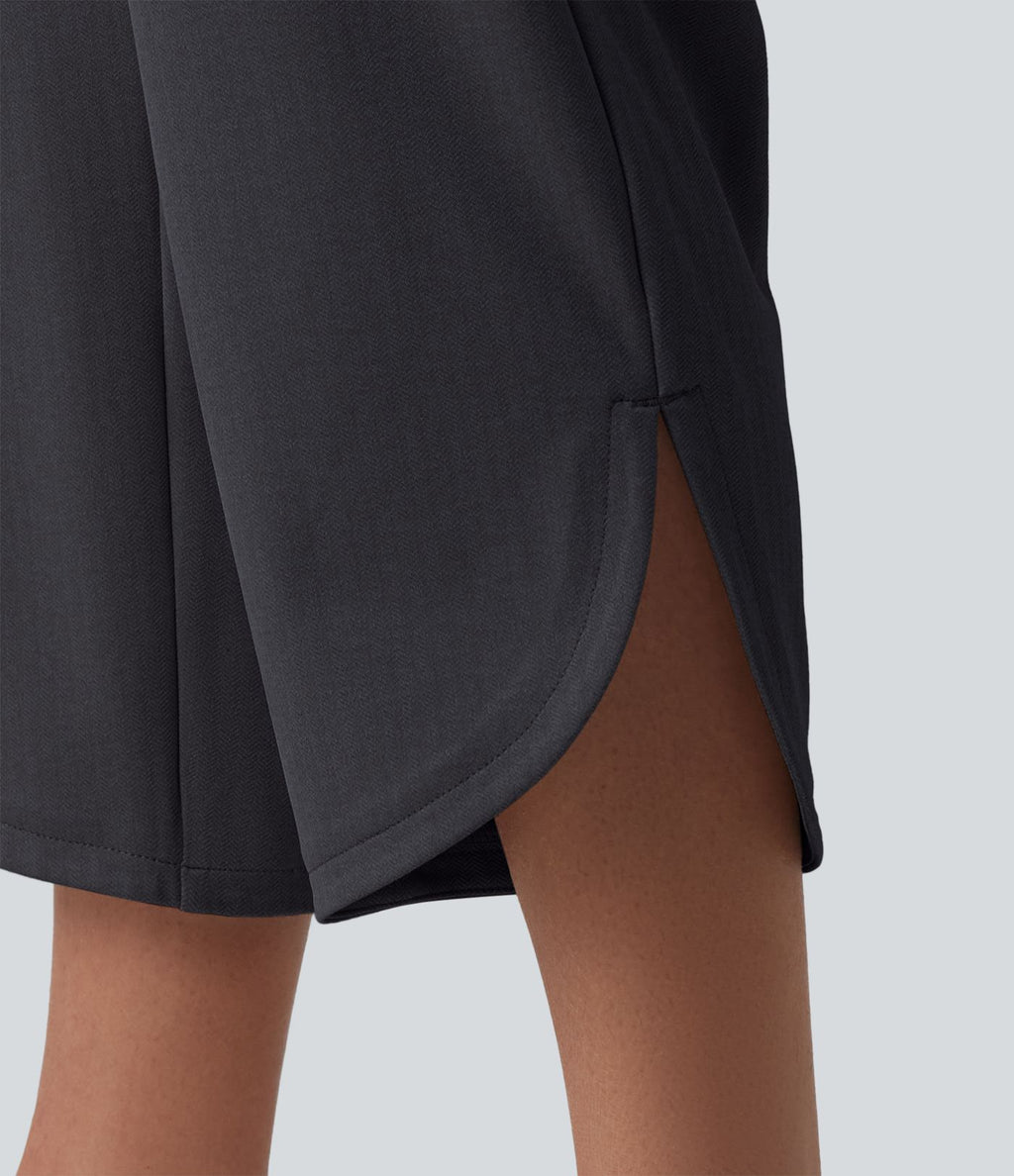 Pantalon tailleur 7/8 fuselé Halara Flex™ à chevrons taille haute avec ourlet arrondi et poches